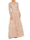 MAC DUGGAL WOMEN'S SEQUIN & FEATHER EMBELLISHED GOWN