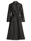 Frances Valentine Lucille Notched-lapel Belted Midi Wrap Dress In Black