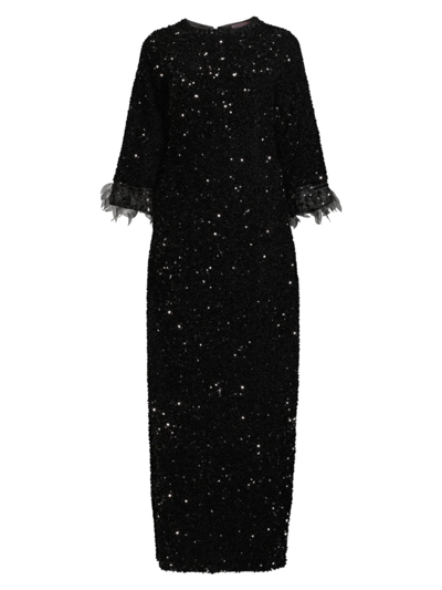 Frances Valentine Regina Sequin Sheath Dress In Black Sequin In Multi
