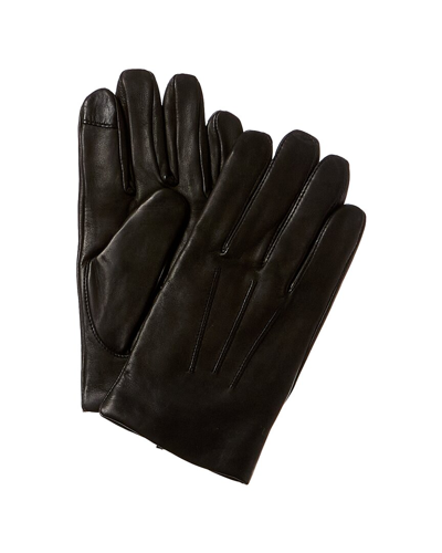 Black Brown 1826 3 Point Basic Cashmere-lined Leather Tech Gloves In Black