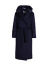 Norwegian Wool Women's Wool-blend Down Hooded Wrap Coat In Navy