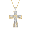 Ross-simons Diamond Cross Pendant Necklace In 14kt Yellow Gold In Silver