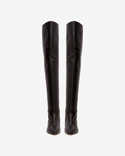 Isabel Marant Lisali 50mm Thigh-high Leather Boots In Black