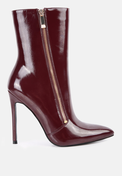 London Rag Mania Patent Pu High Heeled Ankle Boot In White