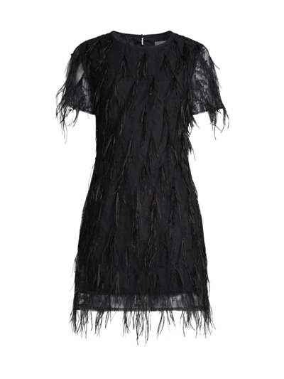 Milly Women's Rana Feather Shift Dress In Black