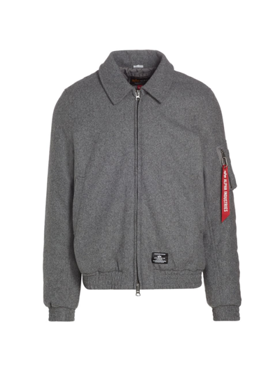 Alpha Industries Men's Harrington Wool Flight Jacket In Dark Charcoal Heather