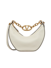 Valentino Garavani Women's Small Vlogo Moon Hobo Bag In Leather With Chain In Beige