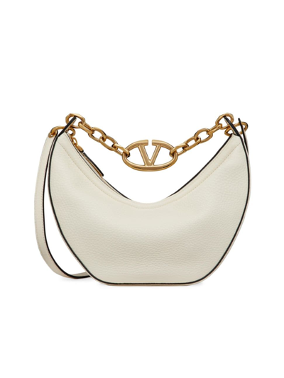 VALENTINO GARAVANI WOMEN'S SMALL VLOGO MOON HOBO BAG IN LEATHER WITH CHAIN