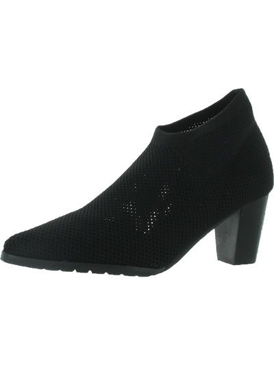 All Black Pt Pullon Womens Mesh Pointed Toe Ankle Boots In Black