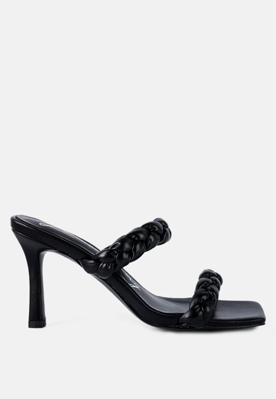 London Rag Beladona Braided Strap Mid Heel Sandal In Black