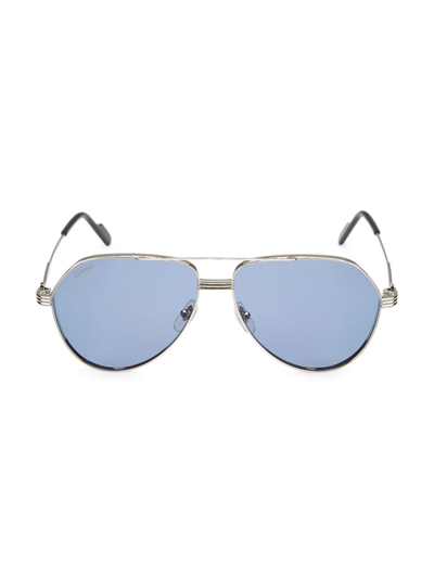 Cartier Men's 61mm Aviator Sunglasses In Silver
