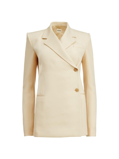 Khaite Otero Wool-blend Blazer Jacket In Ivory