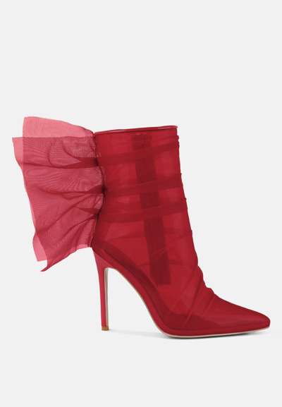 London Rag Princess Organza Wrapped Style Heeled Ankle Boots In Red