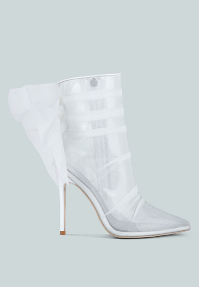 London Rag Princess Organza Wrapped Style Heeled Ankle Boots In White