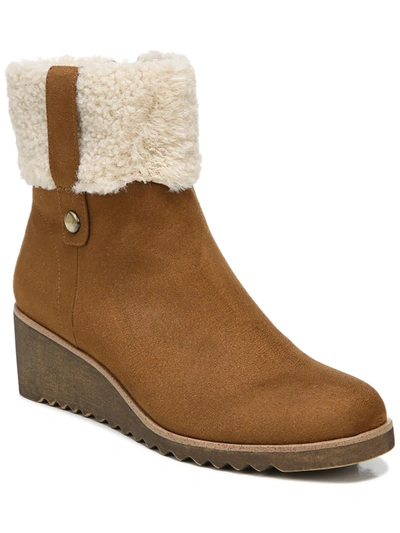 Lifestride Zurich Womens Microsuede Faux Fur Ankle Boots In Brown