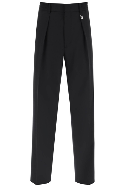 Fendi Loose-fit Tapered Trousers In Black