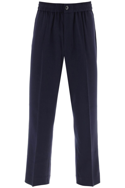 Ami Alexandre Mattiussi Elasticated Waist Trousers In Viscose And Wool In Blue