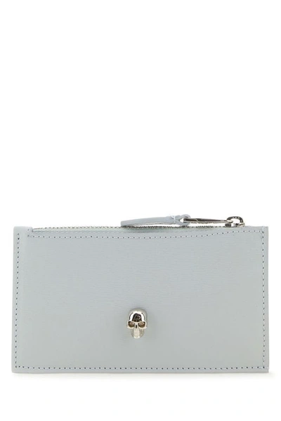 Alexander Mcqueen Woman Light Grey Leather Card Holder In Grey