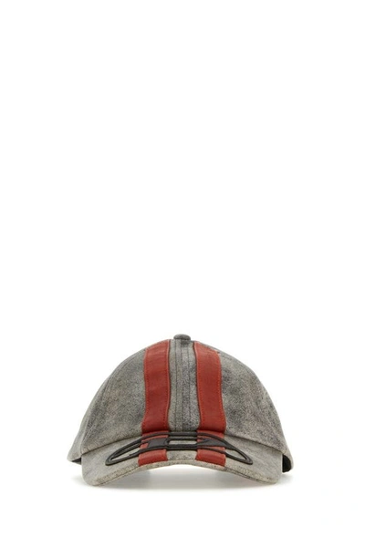 Diesel Man Printed Leather C-olav Baseball Cap In Multicolor