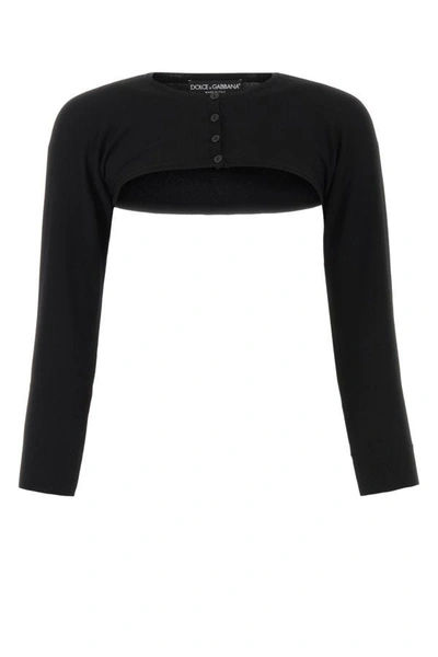 DOLCE & GABBANA DOLCE & GABBANA WOMEN BLACK VISCOSE BLEND CARDIGAN