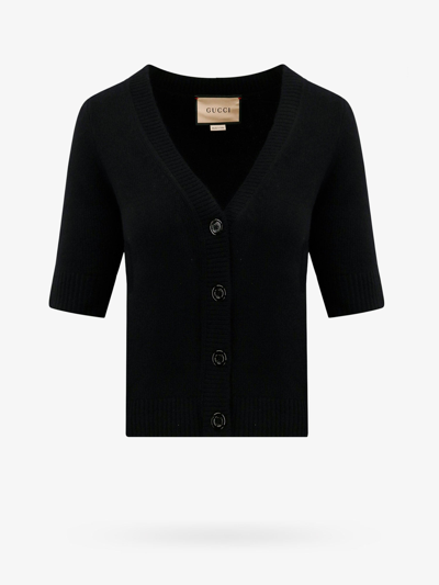 GUCCI GUCCI WOMAN CARDIGAN WOMAN BLACK KNITWEAR