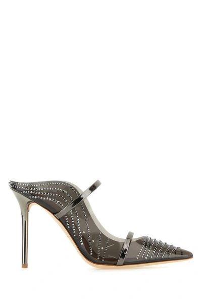 Malone Souliers Woman Embellished Leather And Rubber Maureen Mules In Grey