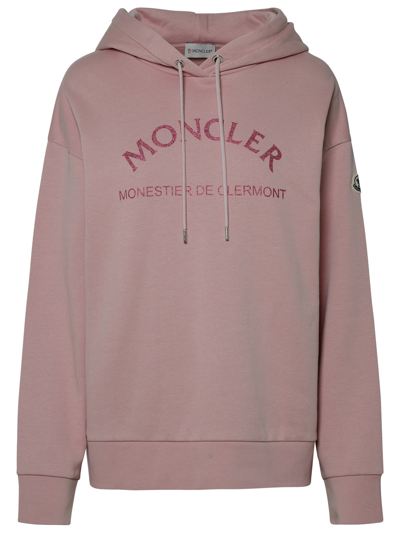 Moncler Woman Felpa Capp.logo Scritta In Pink