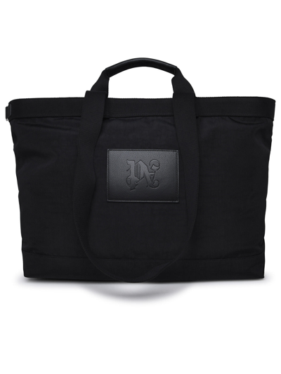 PALM ANGELS PALM ANGELS MAN PALM ANGELS BLACK CANVAS TOTE BAG