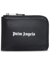 Palm Angels Rectangular Black Leather Card Wallet In Black