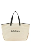 PALM ANGELS PALM ANGELS WOMAN SAND CANVAS SHOPPING BAG