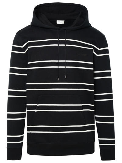 SAINT LAURENT SAINT LAURENT MAN SAINT LAURENT BLACK COTTON HOODIE
