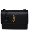 Saint Laurent Large Sunset Leather Bag In Black