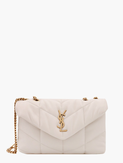 Saint Laurent Puffer Toy Quilted Shoulder Bag In Cream