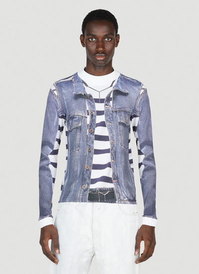 Y/project X Jean Paul Gaultier Men Trompe L'oeil Jacket Top In Blue