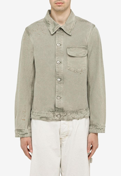 Our Legacy Flap-pocket Button-up Denim Jacket In Green