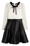 LOVE, NICKIE LEW KIDS' LONG SLEEVE MIXED MEDIA PARTY DRESS