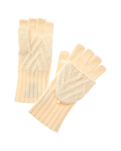 Hannah Rose Delaney Zig Zag Flip Top Cashmere Gloves In White