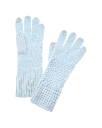 Hannah Rose Basket Weave Stitch Cashmere Gloves In Blue