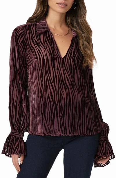 Paige Benet Velvet Devore Top In Aubergine