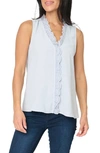 Gibsonlook Embroidered Eyelet Trim Button-up Top In Sky Blue