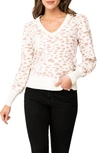 GIBSONLOOK GIBSONLOOK CUPID SPOT JACQUARD V-NECK SWEATER