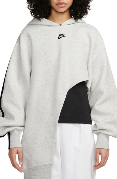 Nike Women's  Sportswear Tech Fleece Oversized Asymmetrical Hoodie In Grey