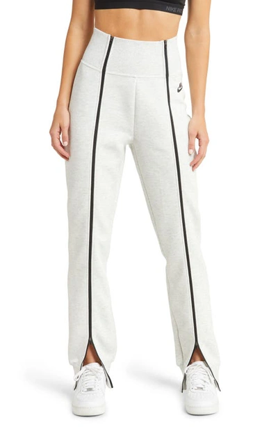 Nike Women's  Sportswear Tech Fleece High-waisted Slim Zip Pants In Light Grey/ Heather/ Black