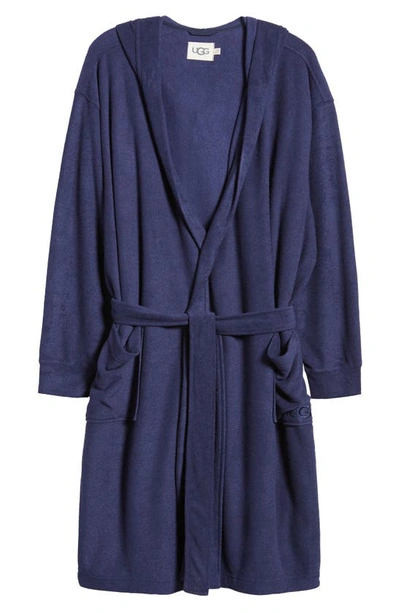 Ugg Reyes Hooded Dressing Gown In Navy