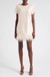 Likely Marullo Sequin Feather Trim Dress In Misty Rose