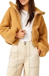 Free People Get Cozy High Pile Fleece Jacket In Camel
