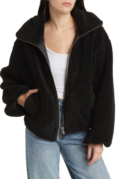 Free People Get Cozy High Pile Fleece Jacket In Black