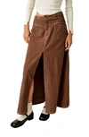 Free People As You Are Corduroy Maxi Skirt In Chocolate