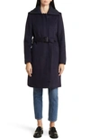 Shop Sam Edelman Wool Blend Rib Collar Coat In Navy