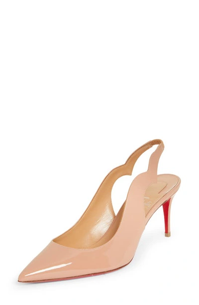 Christian Louboutin Hot Chick Pointed Toe Slingback Pump In N295 Beige/ Lin Beige